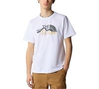 The North Face Mens T Shirts SS Mountain Line Tee Cotton Summer Crew Neck Tops - White