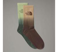 The North Face Unisex Everyday Crew Dip Dye - 2P Socks, Khaki Stone/Smokey Brow, L