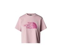 The North Face Women's S/S Easy Relaxed Cropped T-Shirt, Metal Pink/Cyber Berry, L