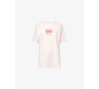 The North Face Womens The North Face Track Graphic-Print Cotton T-Shirt White Dune XL