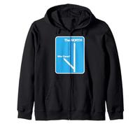 The NORTH, Motorway Road Sign For Northern Folk, Funny Zip Hoodie