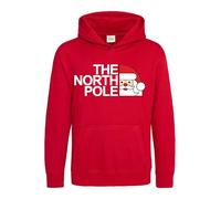 The North Pole Christmas Hoodie Funny Xmas Pullover Santa Claus Present Gift Idea for Him Her Unisex Kids Adult Hood