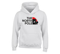 The NORTH POLE Santa Christmas Hoodie Xmas Men Women Xmas Kids Adult Gift(3XL, White)