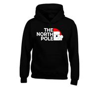 The NORTH POLE Santa Christmas Hoodie Xmas Men Women Xmas Kids Adult Gift(L, Black)