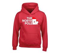 The NORTH POLE Santa Christmas Hoodie Xmas Men Women Xmas Kids Adult Gift(XL, Red)