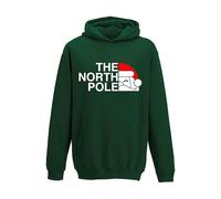 The NORTH POLE Santa Christmas Xmas Santa Christmas Party Hooded Gift New year Xmas Novelty Gift Hoodie Xmas Men Women Kids Adults Gift(S, Bottle Green)