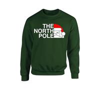 The NORTH POLE Santa Christmas Xmas Santa Christmas Sweatshirt Party Gift New year Xmas Novelty Gift Jumper Xmas Men Women Kids Adults Gift(Bottle Green, 12 Years)