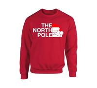 The NORTH POLE Santa Christmas Xmas Santa Christmas Sweatshirt Party Gift New year Xmas Novelty Gift Jumper Xmas Men Women Kids Adults Gift(Red, 12 Years)