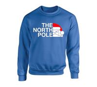 The North Pole Santa Claus Christmas Sweatshirt - Funny Holiday Festive Family Matching Xmas Sweater - New Year Gift For Men Women Unisex Jumper Top(S, Royal)