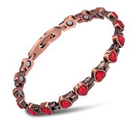 THE NORTH RING Red Turquoise Heart-shaped Pure Copper Bracelet for Women Adjustable Bracelet