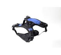 The North Star Dog Harness™ - Comfortable, Fully Adjustable, Designed to Reduce Pulling, Escape Resistant, Durable, fastens Easily and securely with Airtag Holder (Black/Blue, L)