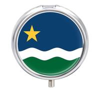 The North Star Flag Travel Pill Organizer Portable Round Dispensers Medicine Case Daily Compartments for Easy Access