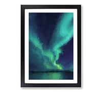 The Northern Lights in Abisko Sweden in Abstract Framed Print | A2 Black Framed Wall Art | Ready to Hang | Abstract Landscape Picture | Living Room Bedroom Lounge Office