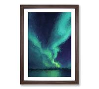 The Northern Lights in Abisko Sweden in Abstract Framed Print | A2 Walnut Framed Wall Art | Ready to Hang | Abstract Landscape Picture | Living Room Bedroom Lounge Office
