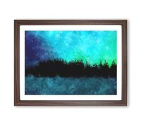 The Northern Lights In Iceland Painting Modern Art Framed Wall Art Print, Ready to Hang Picture for Living Room Bedroom Home Office Décor, Walnut A4 (34 x 25 cm)