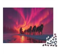 The Northern Lights Surround An Arctic Dog Sled Team Puzzle 1000pcs (75x50cm) Puzzles, Die Für Erwachsene Und Personen Ab 14 Jahren Geeignet Sind