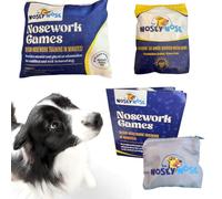 The Nosey Nose Dog Smell Training Kit: Anise Scented Zipper Bag and Brain Puzzle Games: Smell Games for Dogs of All Ages Blue