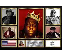 The Notorious B I G Signed Autograph Photograph Display - Perfect for Hip Hop Fans, A2 Poster + Black Frame - Limited Edition Autograph Fan Gift - Collectible Memorabilia Merchandise