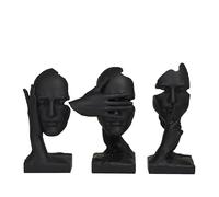 The Novogratz Polystone Face Decorative Sculpture Home Decor Statues, Set of 3 Accent Figurines 7"W, 12"H, Black