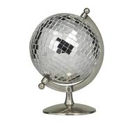 The Novogratz Stainless Steel Disco Ball Style Globe, 8" x 7" x 10", Silver