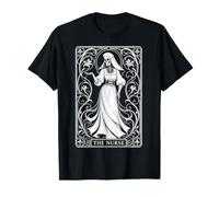 The Nurse Gothic Tarot Card Medical Skeleton Art T-Shirt