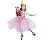 The Nutcracker Suite Clara in Pink Dress Holding Nutcracker Christmas Ornament by Kurt Adler