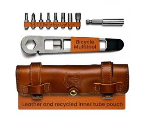 The NUTTER All in One Bike Tools by Full Windsor- Portable Bike Multi Tool and Bicycle Repair Kit with Leather Pouch - Accessories for Cycle Tool Kit, Camping Equipment & Bike Maintenance Kit Solution