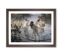 The Nymphs By Paul Chabas Classic Painting Framed Print | A2 Walnut Framed Wall Art | Ready to Hang | Classic Historical Picture | Living Room Bedroom Lounge Office