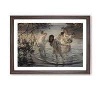 The Nymphs by Paul Chabas Framed Print | A2 Walnut Framed Wall Art | Ready to Hang | Modern Nature Picture | Living Room Bedroom Lounge Office