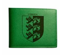 The O'Brien Irish Family Crest Coat of Arms Green Pu Leather Wallet Personalised Laser Engraved Bifold