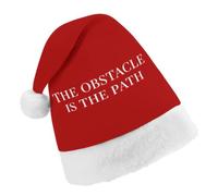 The Obstacle Is The Path Unisex Santa Hat | Soft Velvet Christmas Hats Lightweight Festive Holiday Party Costume Accessory for Christmas New Year