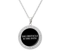 The Obstacle Is The Path Women's Pendant Necklaces Round Inlaid Crystal Pendants Long Alloy Necklace Jewelry Gift