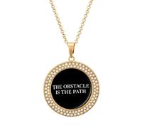 The Obstacle Is The Path Women's Pendant Necklaces Round Inlaid Crystal Pendants Long Alloy Necklace Jewelry Gift