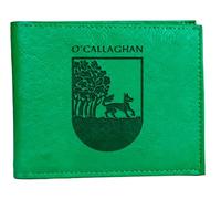 The O'Callaghan Irish Family Crest Coat of Arms Green Pu Leather Wallet Personalised Laser Engraved Bifold