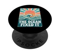 The Ocean Fixed It Retro Beach Waves Sun PopSockets Adhesive PopGrip