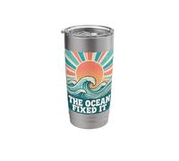 The Ocean Fixed It Retro Beach Waves Sun Stainless Steel Insulated Tumbler