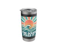 The Ocean Fixed It Retro Beach Waves Sun Stainless Steel Insulated Tumbler