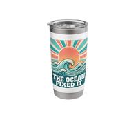 The Ocean Fixed It Retro Beach Waves Sun Stainless Steel Insulated Tumbler