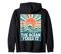 The Ocean Fixed It Retro Beach Waves Sun Zip Hoodie