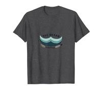 The Ocean is Calling Beach Lover Coastal T-Shirt, Men, Dark Heather Grey, 5XL