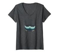 The Ocean is Calling Beach Lover Coastal V-Neck T-Shirt, Women, Dark Heather Grey, S