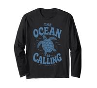 The Ocean is Calling Beach Turtle Vacation Coastal Long Sleeve T-Shirt