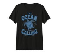 The Ocean is Calling Beach Turtle Vacation Coastal Premium T-Shirt