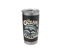 The Ocean is Calling Dolphin Graphic for Sea Lovers Stainless Steel Insulated Tumbler