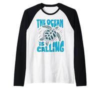 The Ocean Is Calling Raglan Baseball Tee