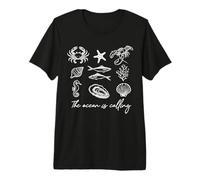 The Ocean is Calling Sea Life Coastal Marine Beach Nature Premium T-Shirt