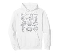 The Ocean Is Calling Vintage Nautical Marine Life Line Art Pullover Hoodie