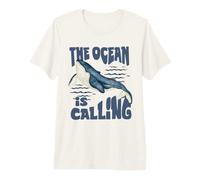 The Ocean is Calling Watercolor Whale Marine Biology Premium T-Shirt