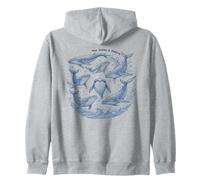 The Ocean Is Calling Whales Marine Life Art Zip Hoodie