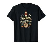The Ocean is My Happy Place Lighthouse Nautical Design T-Shirt